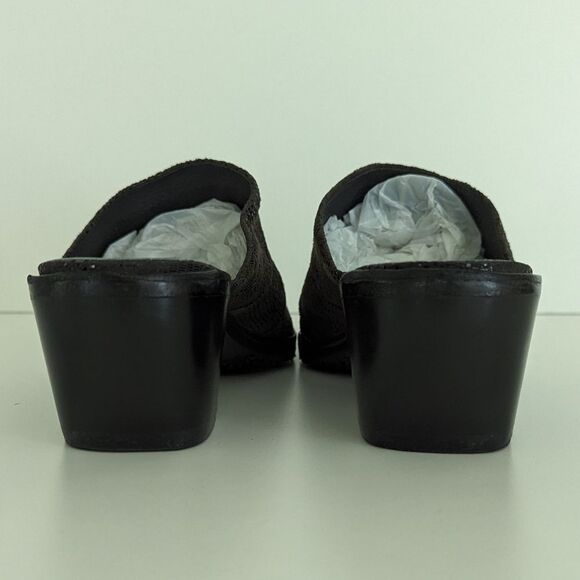 Salpy Dark Gray Embossed Suede Slip On Mules Women's 8.5 - Picture 8 of 9